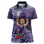 Personalized Freo Football Mascot Women Polo Shirt Aboriginal Dot Art Style Vibrant Indigenous Pattern Design