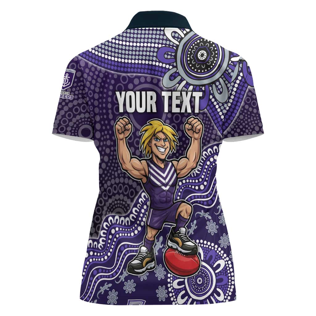 Personalized Freo Football Mascot Women Polo Shirt Aboriginal Dot Art Style Vibrant Indigenous Pattern Design