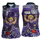 Personalized Freo Football Mascot Women Sleeveless Polo Shirt Aboriginal Dot Art Style Vibrant Indigenous Pattern Design