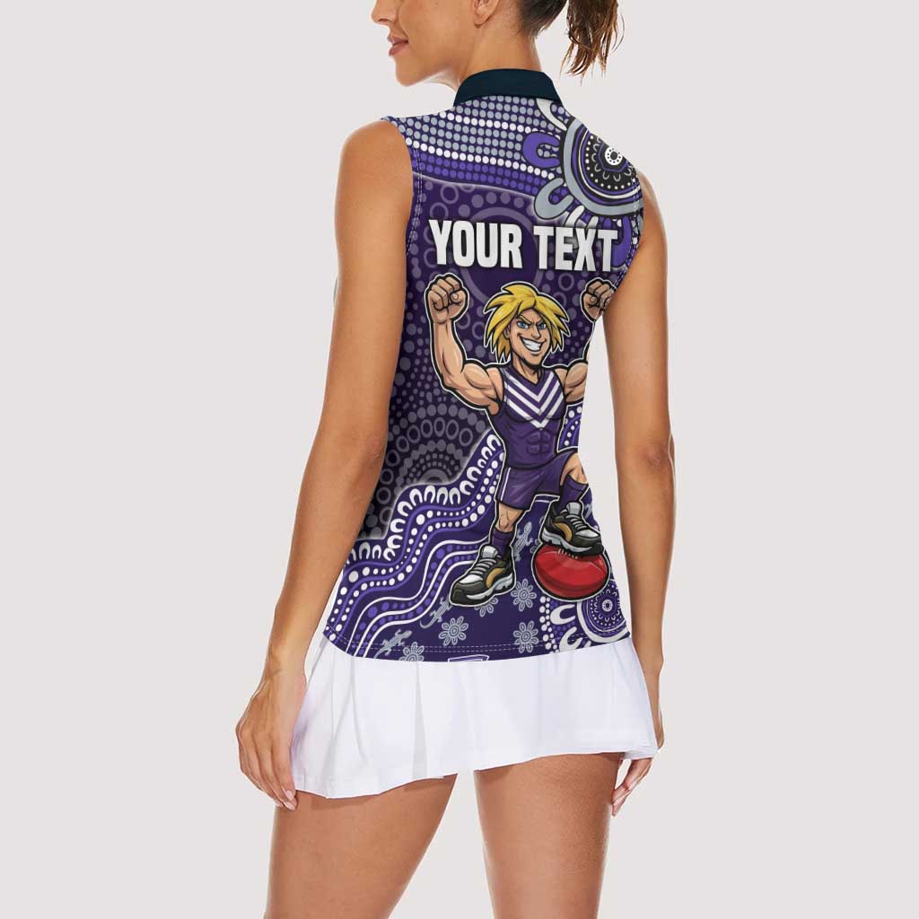 Personalized Freo Football Mascot Women Sleeveless Polo Shirt Aboriginal Dot Art Style Vibrant Indigenous Pattern Design