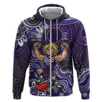 Personalized Freo Football Mascot Zip Hoodie Aboriginal Dot Art Style Vibrant Indigenous Pattern Design