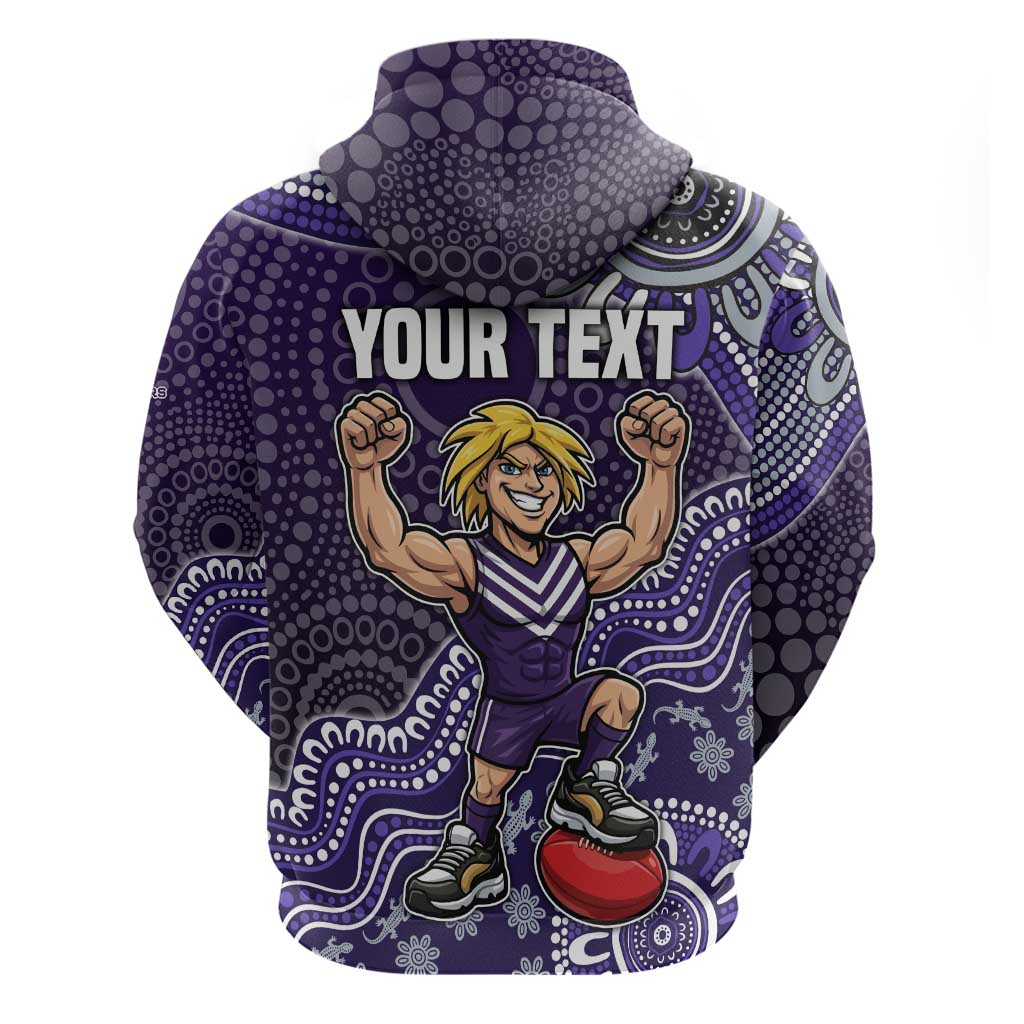 Personalized Freo Football Mascot Zip Hoodie Aboriginal Dot Art Style Vibrant Indigenous Pattern Design
