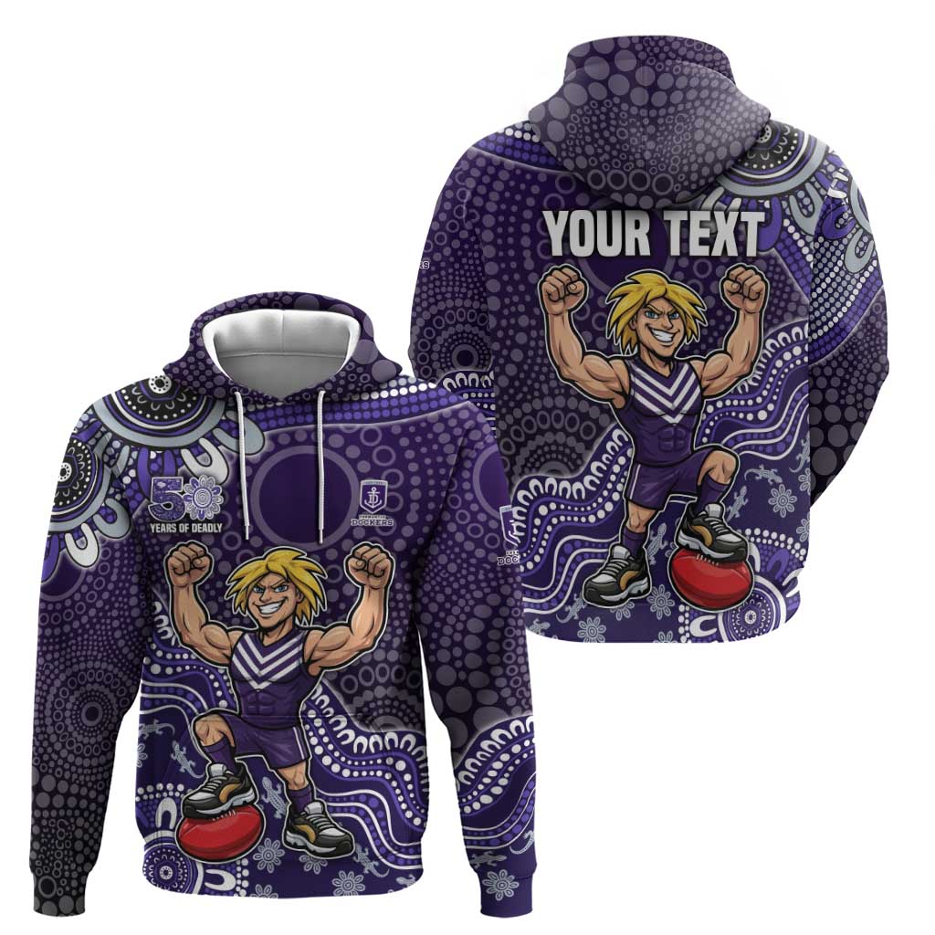 Personalized Freo Football Mascot Zip Hoodie Aboriginal Dot Art Style Vibrant Indigenous Pattern Design
