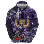Personalized Freo Football Mascot Zip Hoodie Aboriginal Dot Art Style Vibrant Indigenous Pattern Design