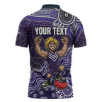 Personalized Freo Football Mascot Zipper Polo Shirt Aboriginal Dot Art Style Vibrant Indigenous Pattern Design