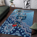 Personalized Geelong Cats Football Mascot Area Rug Aboriginal Dot Art Style Vibrant Indigenous Pattern Design