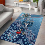 Personalized Geelong Cats Football Mascot Area Rug Aboriginal Dot Art Style Vibrant Indigenous Pattern Design