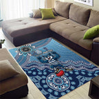 Personalized Geelong Cats Football Mascot Area Rug Aboriginal Dot Art Style Vibrant Indigenous Pattern Design