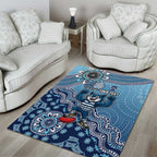 Personalized Geelong Cats Football Mascot Area Rug Aboriginal Dot Art Style Vibrant Indigenous Pattern Design