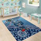 Personalized Geelong Cats Football Mascot Area Rug Aboriginal Dot Art Style Vibrant Indigenous Pattern Design