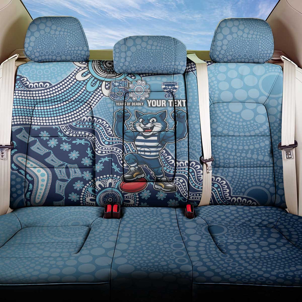 Personalized Geelong Cats Football Mascot Back Car Seat Cover Aboriginal Dot Art Style Vibrant Indigenous Pattern Design