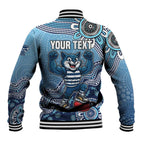 Personalized Geelong Cats Football Mascot Baseball Jacket Aboriginal Dot Art Style Vibrant Indigenous Pattern Design