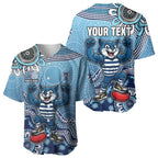 Personalized Geelong Cats Football Mascot Baseball Jersey Aboriginal Dot Art Style Vibrant Indigenous Pattern Design