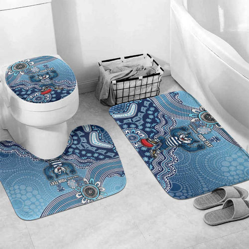 Personalized Geelong Cats Football Mascot Bathroom Set Aboriginal Dot Art Style Vibrant Indigenous Pattern Design