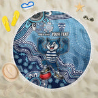 Personalized Geelong Cats Football Mascot Beach Blanket Aboriginal Dot Art Style Vibrant Indigenous Pattern Design