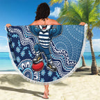 Personalized Geelong Cats Football Mascot Beach Blanket Aboriginal Dot Art Style Vibrant Indigenous Pattern Design