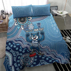 Personalized Geelong Cats Football Mascot Bedding Set Aboriginal Dot Art Style Vibrant Indigenous Pattern Design