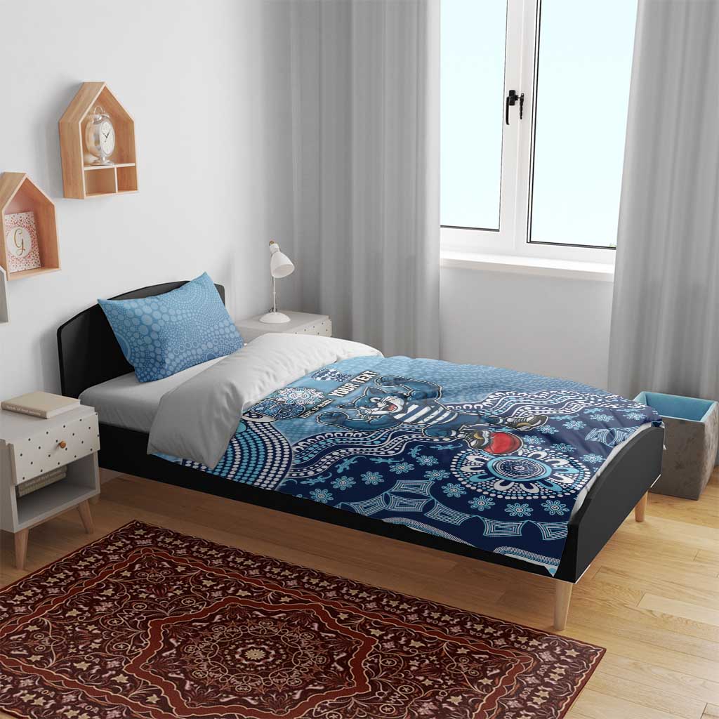 Personalized Geelong Cats Football Mascot Bedding Set Aboriginal Dot Art Style Vibrant Indigenous Pattern Design