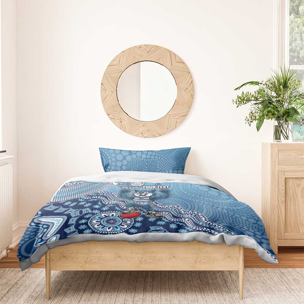 Personalized Geelong Cats Football Mascot Bedding Set Aboriginal Dot Art Style Vibrant Indigenous Pattern Design
