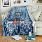 Personalized Geelong Cats Football Mascot Blanket Aboriginal Dot Art Style Vibrant Indigenous Pattern Design