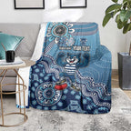 Personalized Geelong Cats Football Mascot Blanket Aboriginal Dot Art Style Vibrant Indigenous Pattern Design