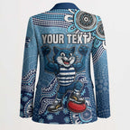 Personalized Geelong Cats Football Mascot Blazer Aboriginal Dot Art Style Vibrant Indigenous Pattern Design