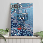 Personalized Geelong Cats Football Mascot Canvas Wall Art Aboriginal Dot Art Style Vibrant Indigenous Pattern Design