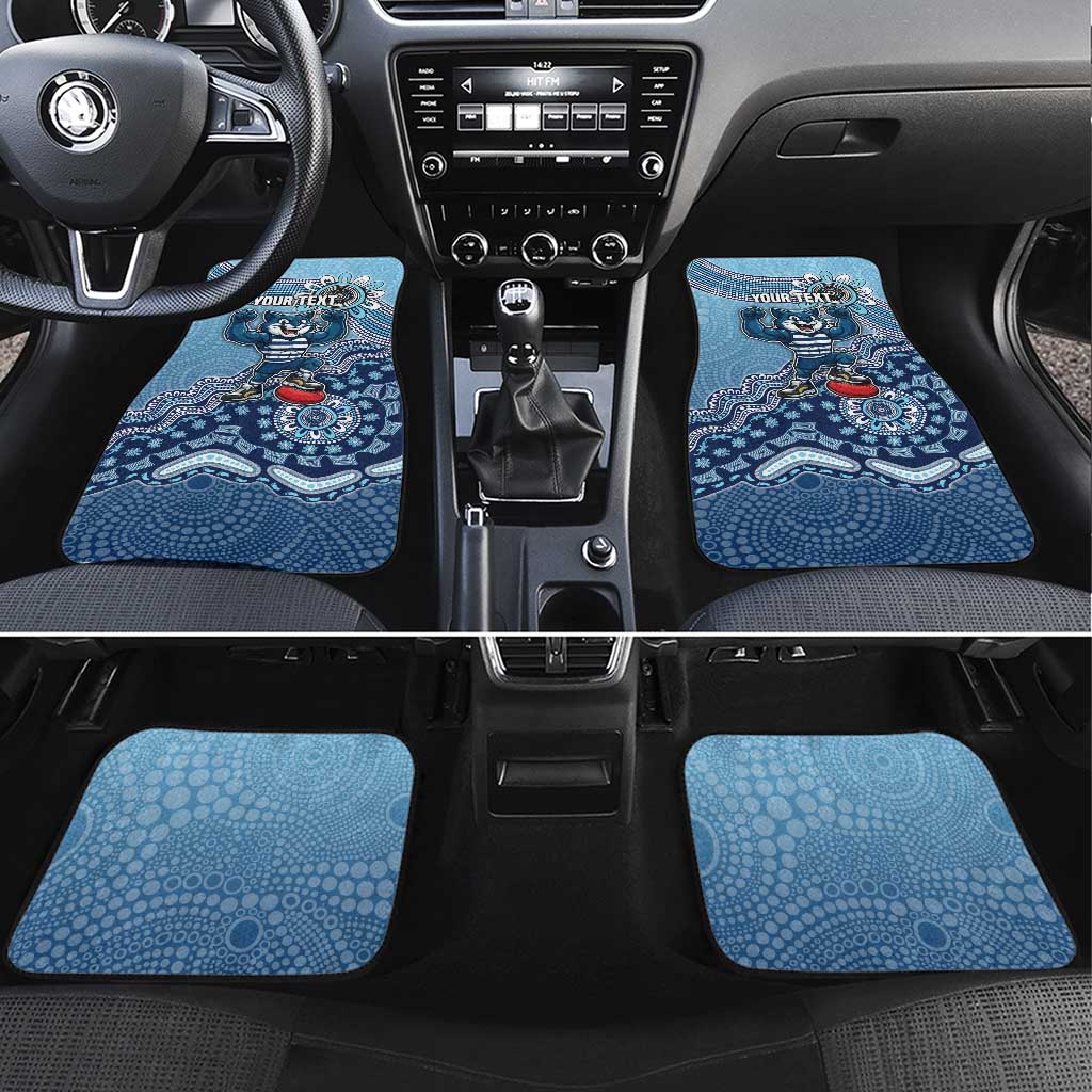 Personalized Geelong Cats Football Mascot Car Mats Aboriginal Dot Art Style Vibrant Indigenous Pattern Design