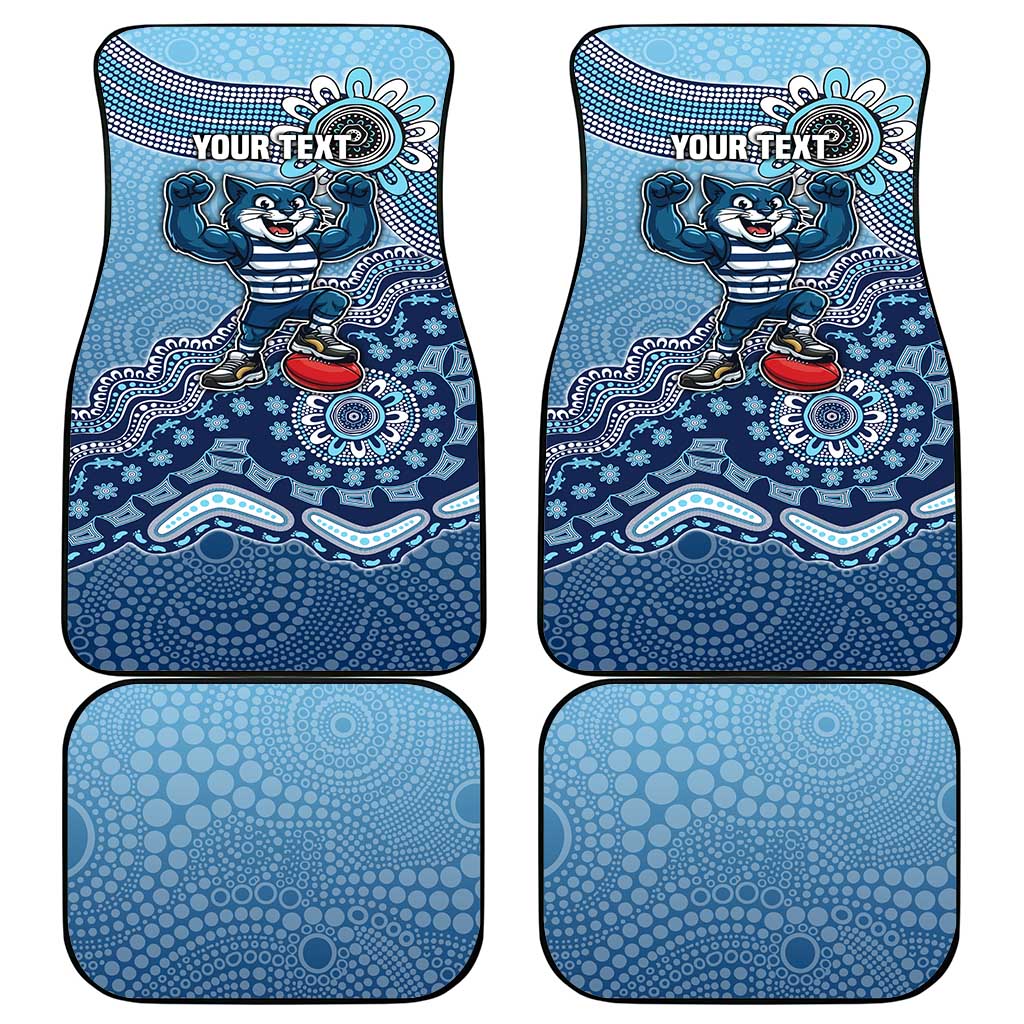 Personalized Geelong Cats Football Mascot Car Mats Aboriginal Dot Art Style Vibrant Indigenous Pattern Design