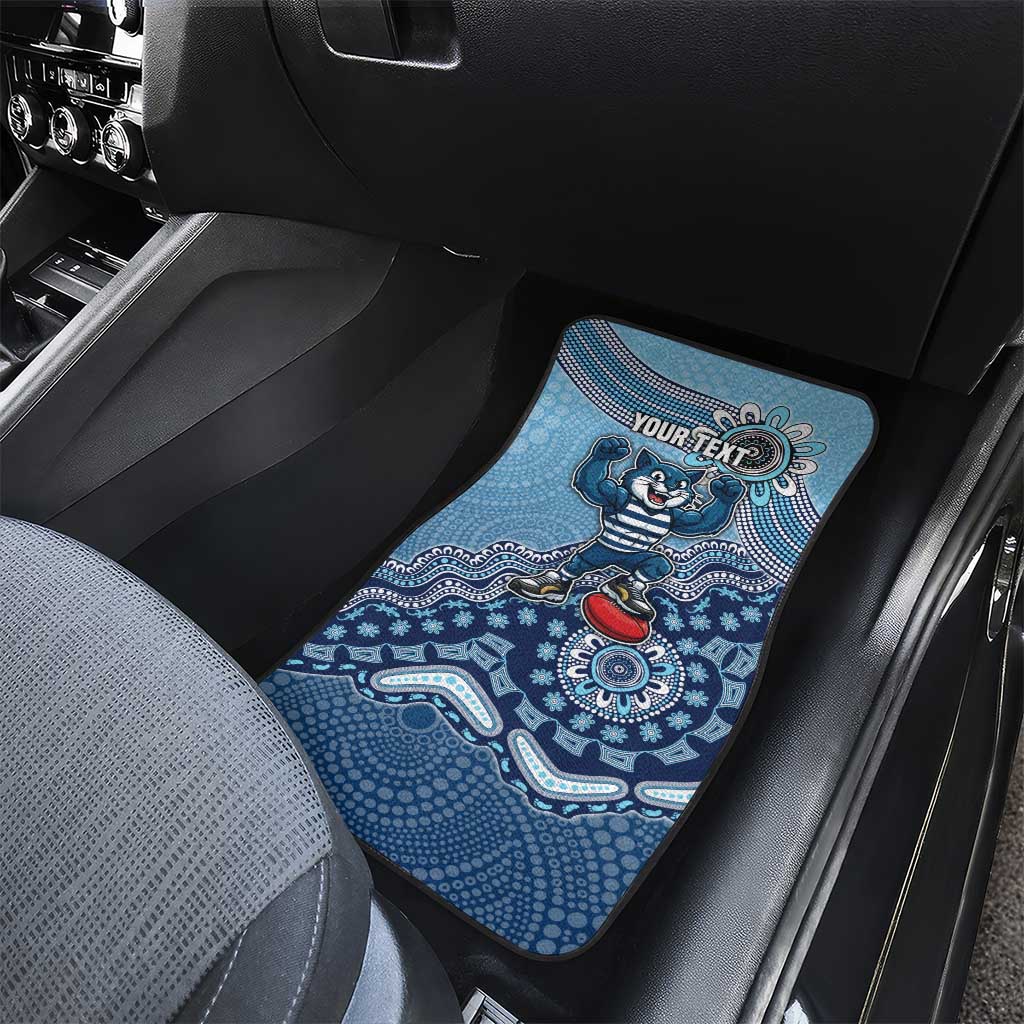 Personalized Geelong Cats Football Mascot Car Mats Aboriginal Dot Art Style Vibrant Indigenous Pattern Design