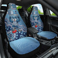 Personalized Geelong Cats Football Mascot Car Seat Cover Aboriginal Dot Art Style Vibrant Indigenous Pattern Design