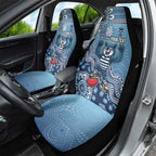 Personalized Geelong Cats Football Mascot Car Seat Cover Aboriginal Dot Art Style Vibrant Indigenous Pattern Design