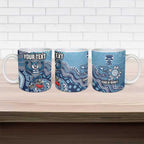 Personalized Geelong Cats Football Mascot Ceramic Mug Aboriginal Dot Art Style Vibrant Indigenous Pattern Design