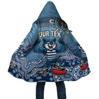 Personalized Geelong Cats Football Mascot Cloak Aboriginal Dot Art Style Vibrant Indigenous Pattern Design