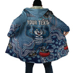 Personalized Geelong Cats Football Mascot Cloak Aboriginal Dot Art Style Vibrant Indigenous Pattern Design