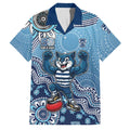 Personalized Geelong Cats Football Mascot Family Matching Summer Maxi Dress and Hawaiian Shirt Aboriginal Dot Art Style Vibrant Indigenous Pattern Design