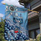 Personalized Geelong Cats Football Mascot Garden Flag Aboriginal Dot Art Style Vibrant Indigenous Pattern Design