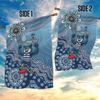 Personalized Geelong Cats Football Mascot Garden Flag Aboriginal Dot Art Style Vibrant Indigenous Pattern Design