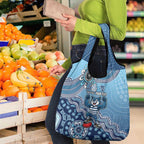 Personalized Geelong Cats Football Mascot Grocery Bag Aboriginal Dot Art Style Vibrant Indigenous Pattern Design
