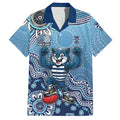 Personalized Geelong Cats Football Mascot Hawaiian Shirt Aboriginal Dot Art Style Vibrant Indigenous Pattern Design