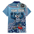 Personalized Geelong Cats Football Mascot Hawaiian Shirt Aboriginal Dot Art Style Vibrant Indigenous Pattern Design
