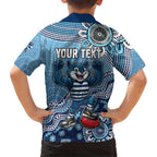 Personalized Geelong Cats Football Mascot Hawaiian Shirt Aboriginal Dot Art Style Vibrant Indigenous Pattern Design