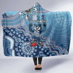 Personalized Geelong Cats Football Mascot Hooded Blanket Aboriginal Dot Art Style Vibrant Indigenous Pattern Design