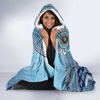 Personalized Geelong Cats Football Mascot Hooded Blanket Aboriginal Dot Art Style Vibrant Indigenous Pattern Design