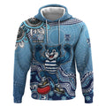 Personalized Geelong Cats Football Mascot Hoodie Aboriginal Dot Art Style Vibrant Indigenous Pattern Design