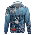 Personalized Geelong Cats Football Mascot Hoodie Aboriginal Dot Art Style Vibrant Indigenous Pattern Design