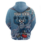 Personalized Geelong Cats Football Mascot Hoodie Aboriginal Dot Art Style Vibrant Indigenous Pattern Design