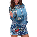 Personalized Geelong Cats Football Mascot Hoodie Dress Aboriginal Dot Art Style Vibrant Indigenous Pattern Design