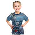 Personalized Geelong Cats Football Mascot Kid T Shirt Aboriginal Dot Art Style Vibrant Indigenous Pattern Design