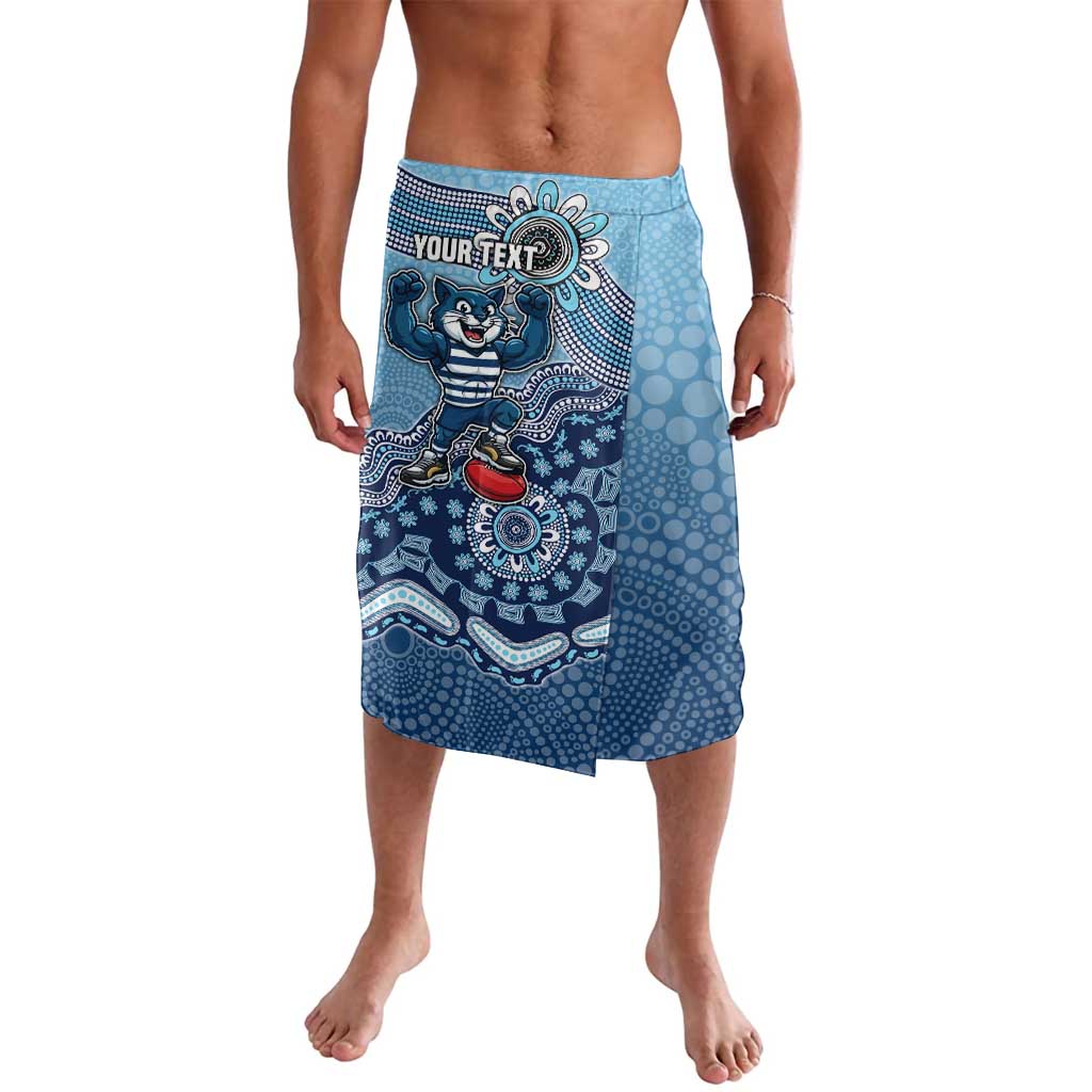 Personalized Geelong Cats Football Mascot Lavalava Aboriginal Dot Art Style Vibrant Indigenous Pattern Design